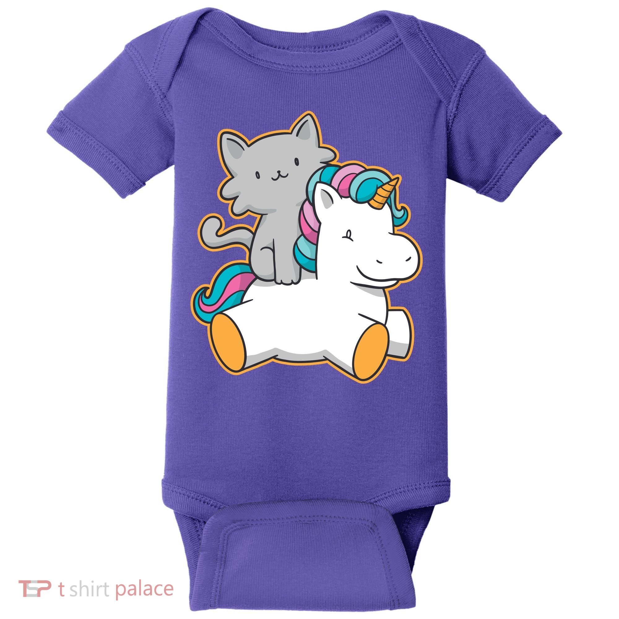 Cat Riding Unicorn Baby Bodysuit