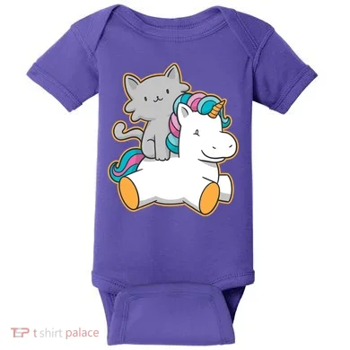 Cat Riding Unicorn Baby Bodysuit