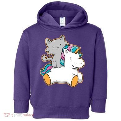 Cat Riding Unicorn Toddler Hoodie