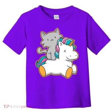 Cat Riding Unicorn Toddler T-Shirt