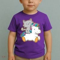 Cat Riding Unicorn Toddler T-Shirt thumb 2