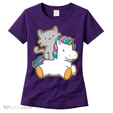 Cat Riding Unicorn Women's T-Shirt