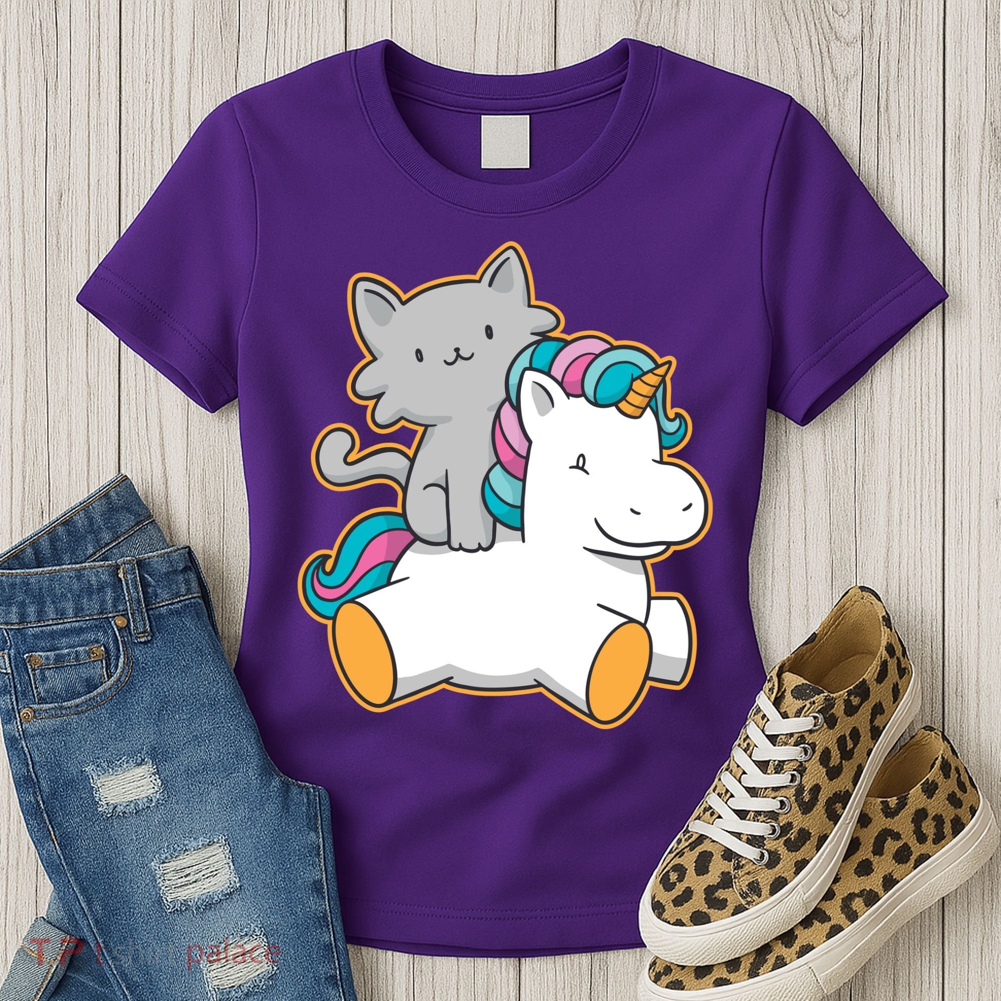 Cat Riding Unicorn Women's T-Shirt