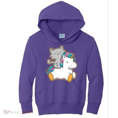 Cat Riding Unicorn Kids Hoodie