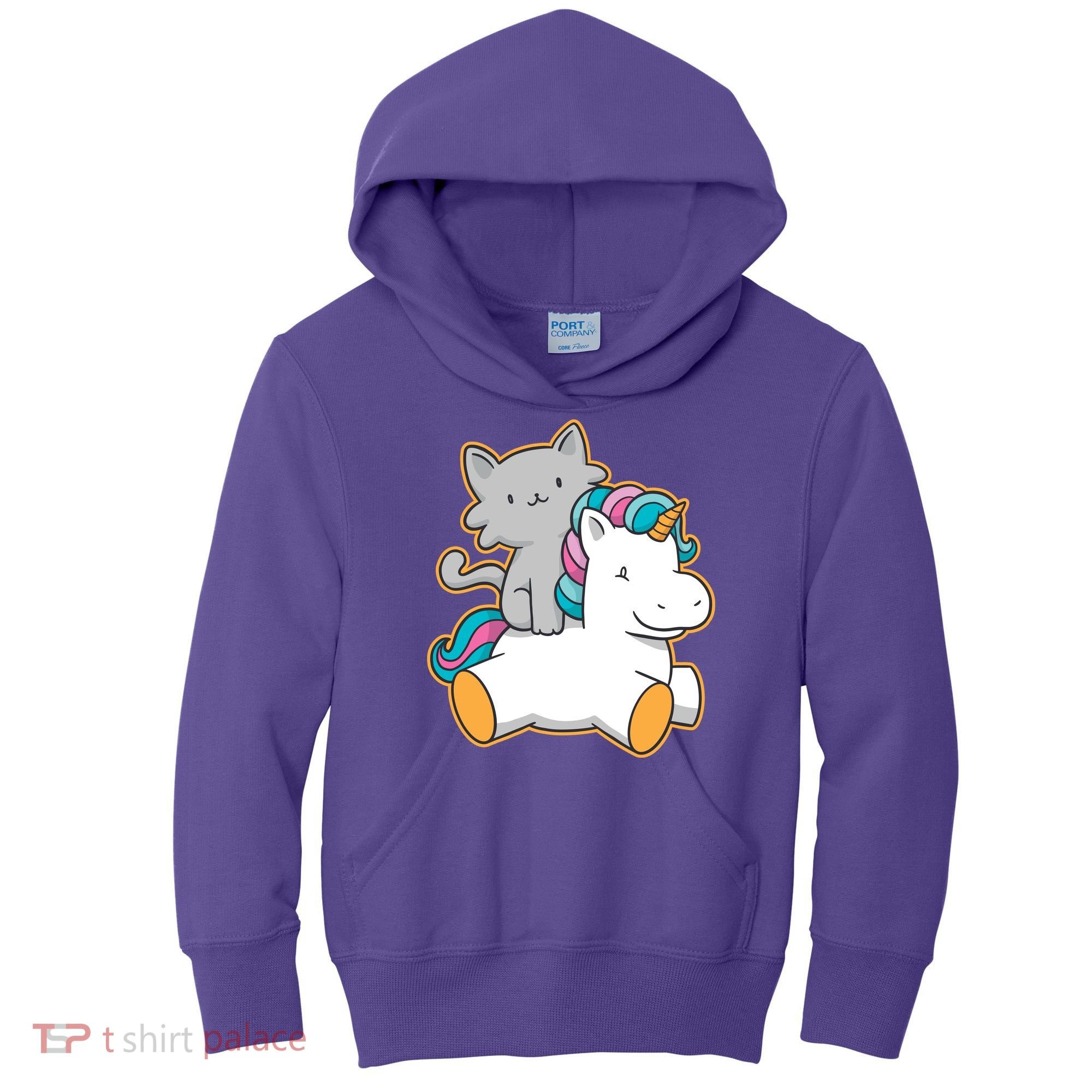 Cat Riding Unicorn Kids Hoodie