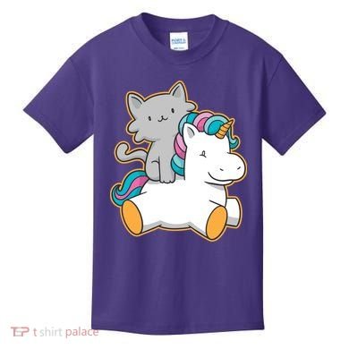 Cat Riding Unicorn Kids T-Shirt