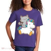 Cat Riding Unicorn Kids T-Shirt thumb 2