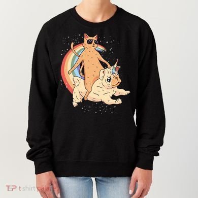 Cat Riding Unidog Funny Dog Unicorn Women's Sweatshirt