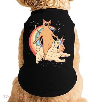 Cat Riding Unidog Funny Dog Unicorn Doggie Tank