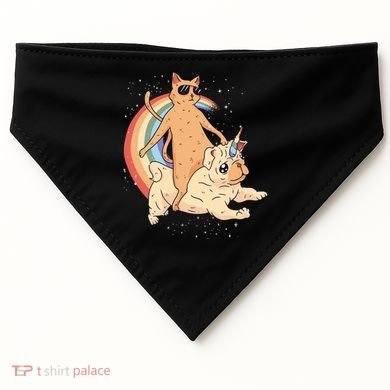 Cat Riding Unidog Funny Dog Unicorn USA-Made Doggie Bandana