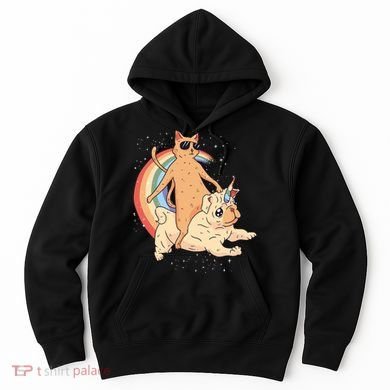 Cat Riding Unidog Funny Dog Unicorn Hoodie