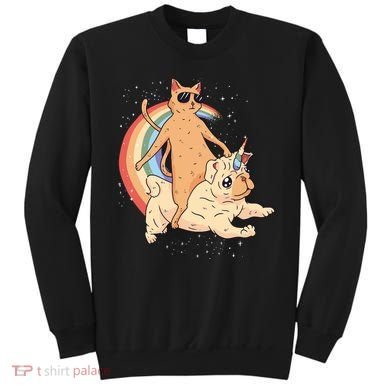 Cat Riding Unidog Funny Dog Unicorn Sweatshirt