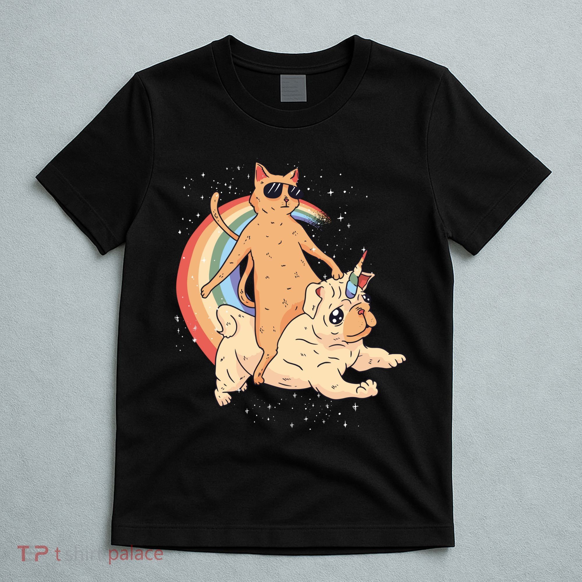 Cat Riding Unidog Funny Dog Unicorn T-Shirt