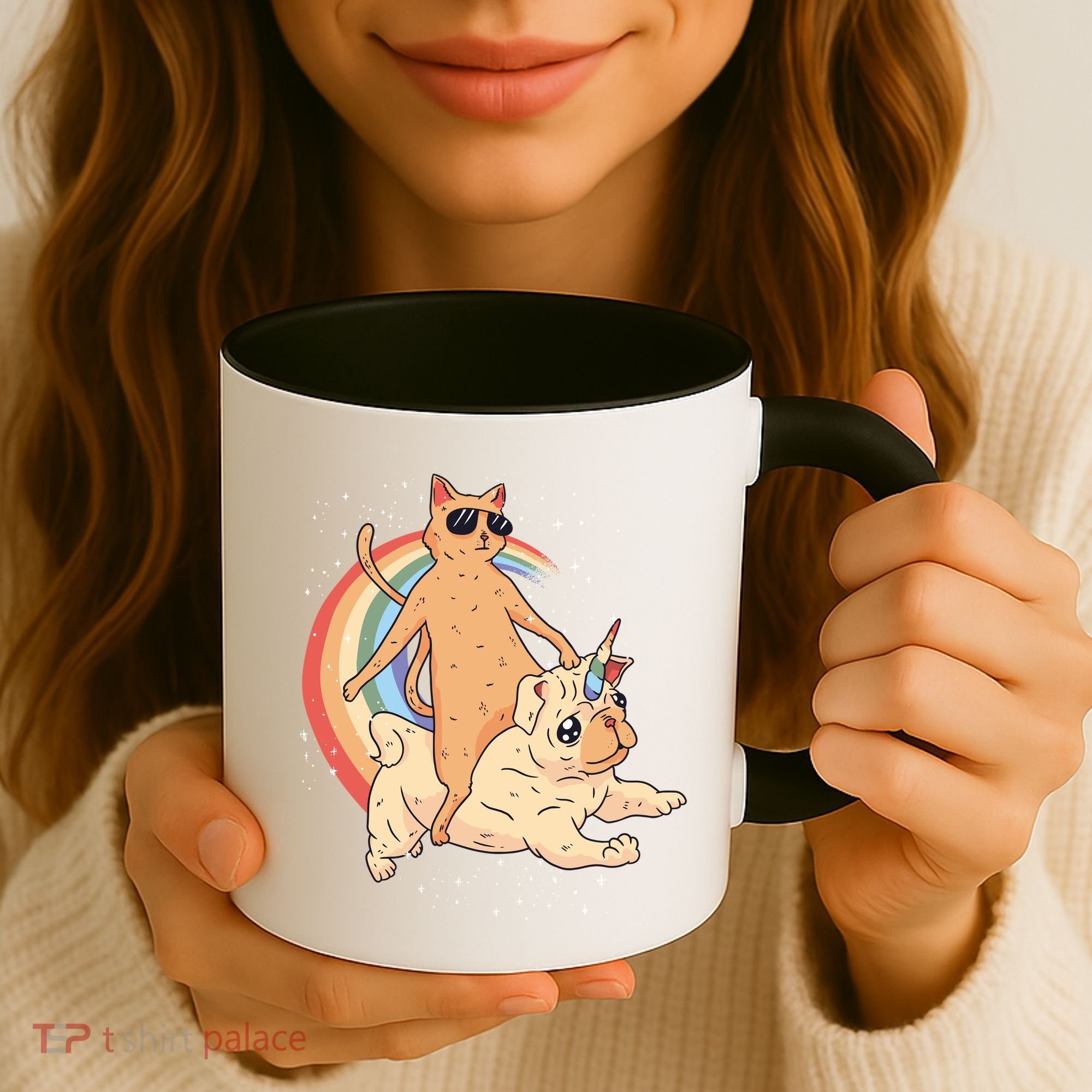 Cat Riding Unidog Funny Dog Unicorn Coffee Mug