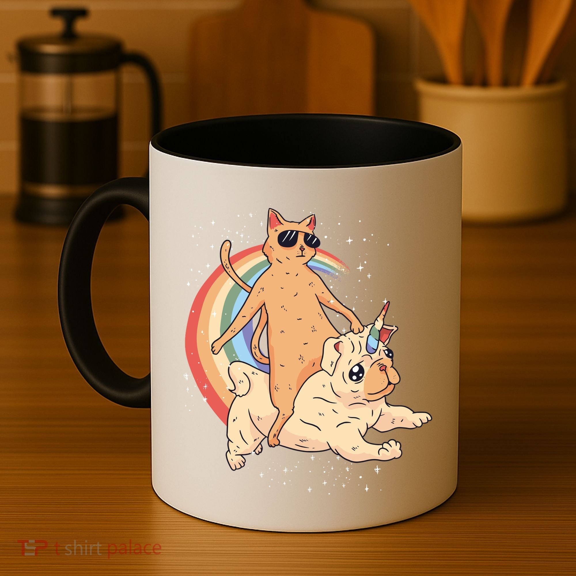 Cat Riding Unidog Funny Dog Unicorn Coffee Mug