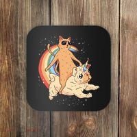 Cat Riding Unidog Funny Dog Unicorn Coaster thumb 0