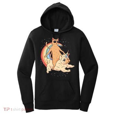 Cat Riding Unidog Funny Dog Unicorn Women's Hoodie