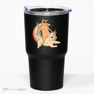 Cat Riding Unidog Funny Dog Unicorn Tumbler