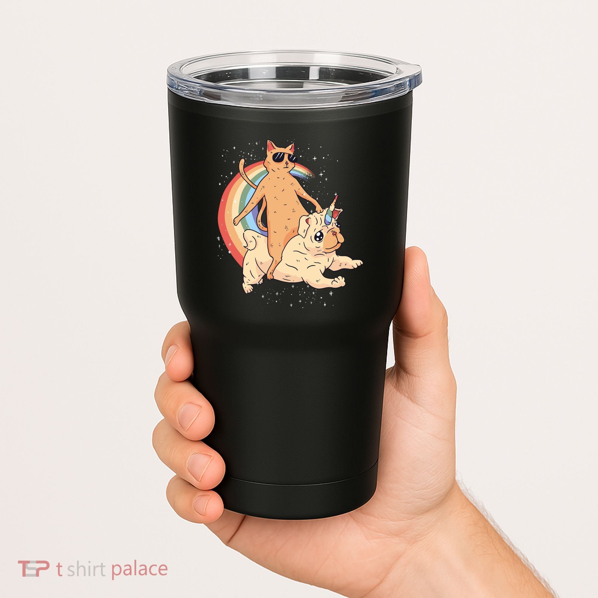 Cat Riding Unidog Funny Dog Unicorn Tumbler