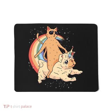 Cat Riding Unidog Funny Dog Unicorn Mousepad