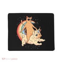 Cat Riding Unidog Funny Dog Unicorn Mousepad thumb 0