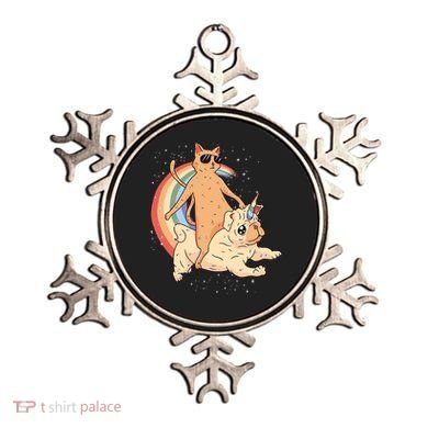 Cat Riding Unidog Funny Dog Unicorn Ornament