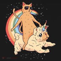 Cat Riding Unidog Funny Dog Unicorn Ornament thumb 1