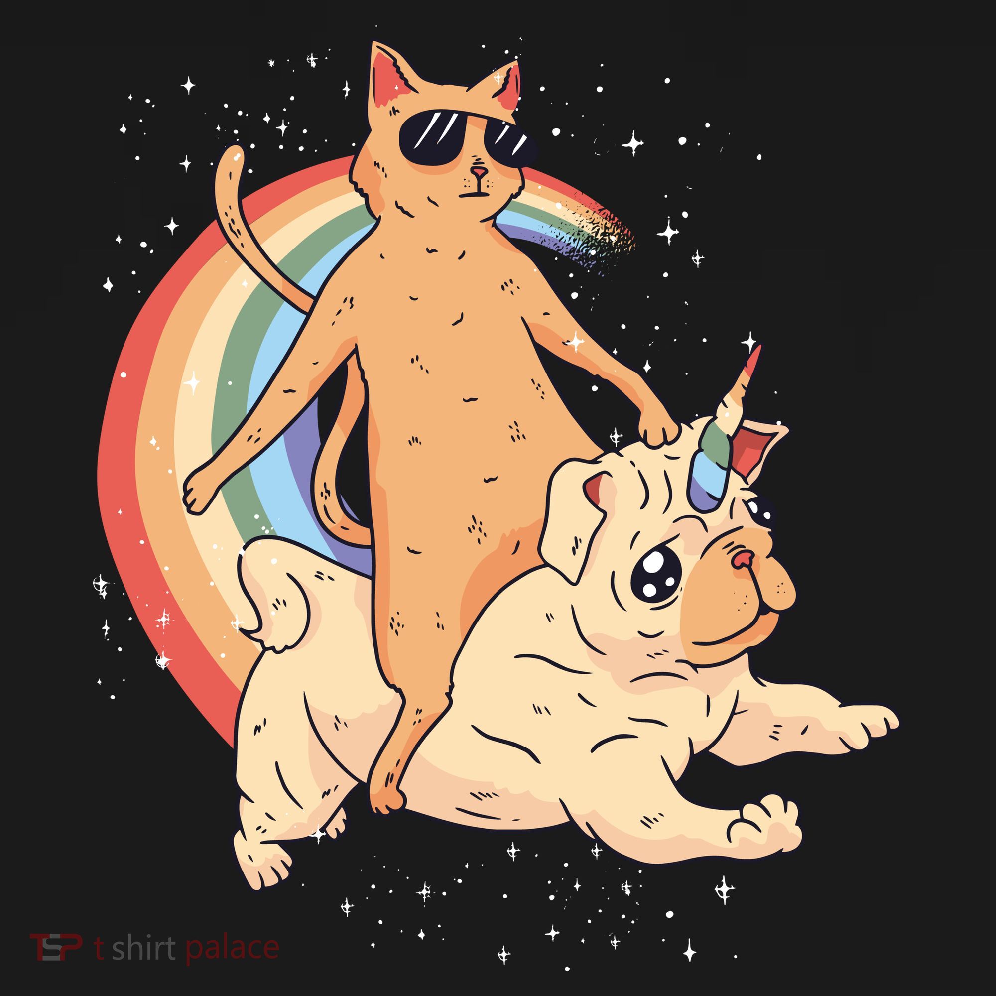 Cat Riding Unidog Funny Dog Unicorn Ornament
