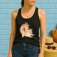 Cat Riding Unidog Funny Dog Unicorn Women's Tank Top thumb 2