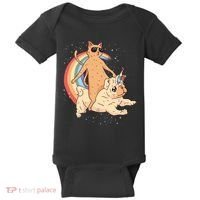 Cat Riding Unidog Funny Dog Unicorn Baby Bodysuit thumb 0