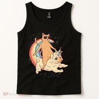 Cat Riding Unidog Funny Dog Unicorn Tank Top thumb 2