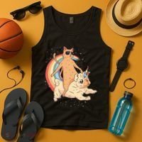 Cat Riding Unidog Funny Dog Unicorn Tank Top thumb 4