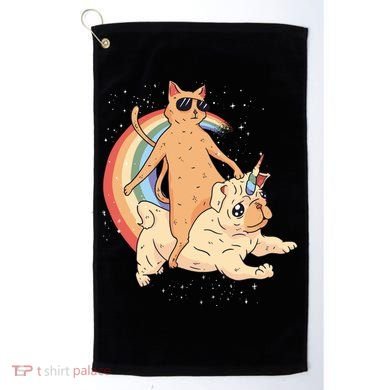 Cat Riding Unidog Funny Dog Unicorn Golf Towel