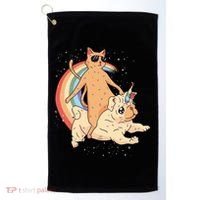 Cat Riding Unidog Funny Dog Unicorn Golf Towel thumb 0