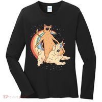 Cat Riding Unidog Funny Dog Unicorn Women's Long Sleeve Shirt thumb 0