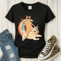 Cat Riding Unidog Funny Dog Unicorn Women's T-Shirt thumb 3
