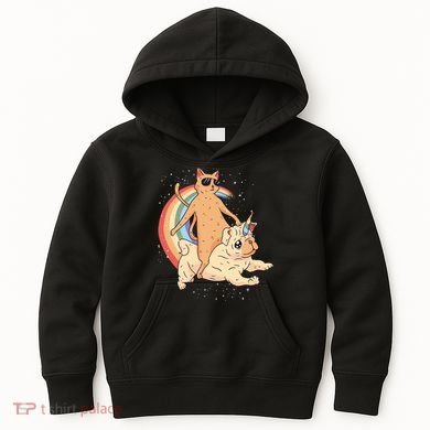 Cat Riding Unidog Funny Dog Unicorn Kids Hoodie