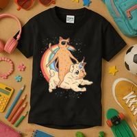 Cat Riding Unidog Funny Dog Unicorn Kids T-Shirt thumb 3