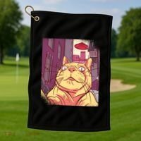 Cat Selfie Funny Golf Towel thumb 1