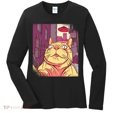 Cat Selfie Funny Women's Long Sleeve Shirt