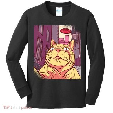 Cat Selfie Funny Kids Long Sleeve Shirt