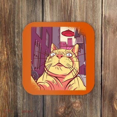 Cat Selfie Funny Coaster