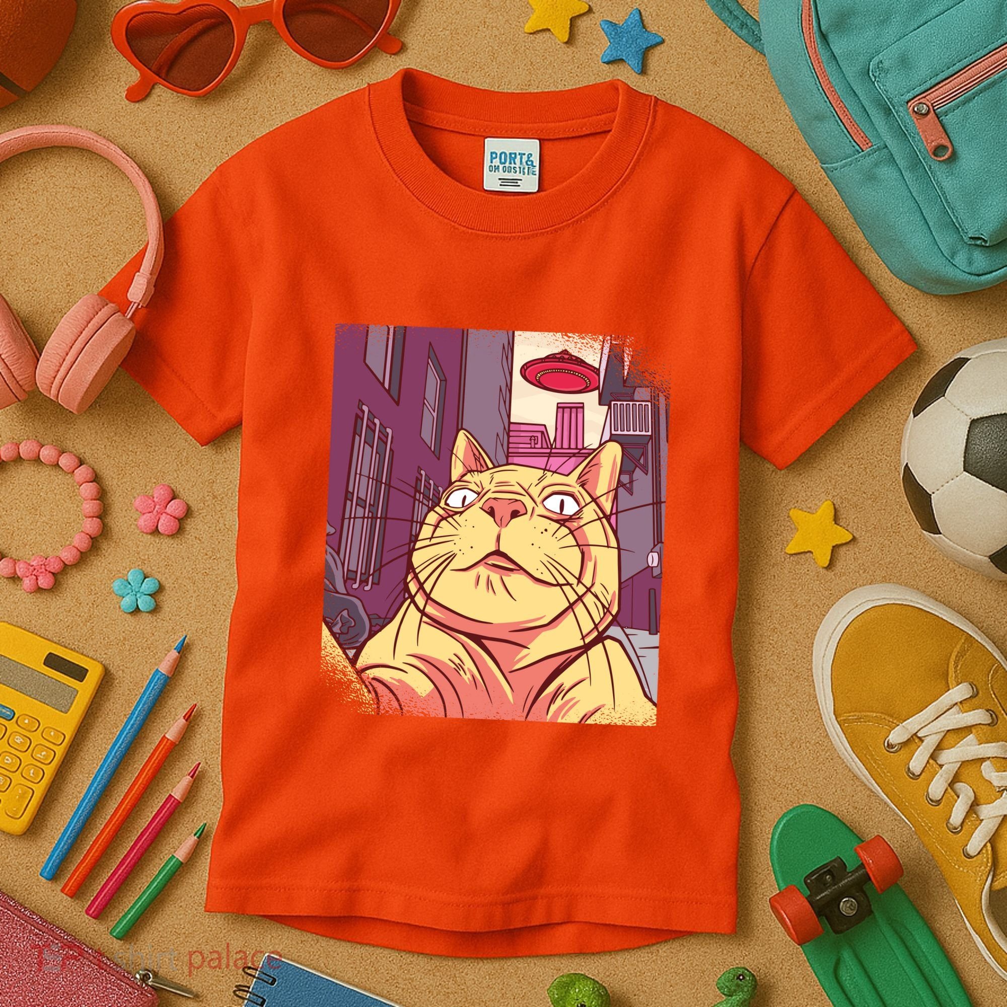 Cat Selfie Funny Kids T-Shirt