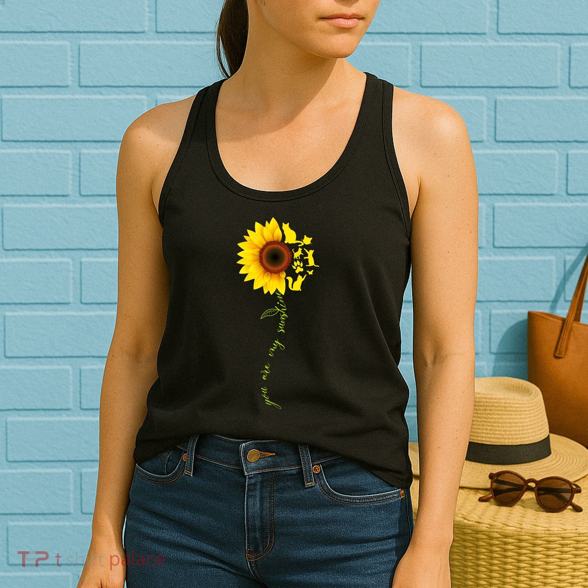 Cat Sunflower Sunshine Women's Tank Top