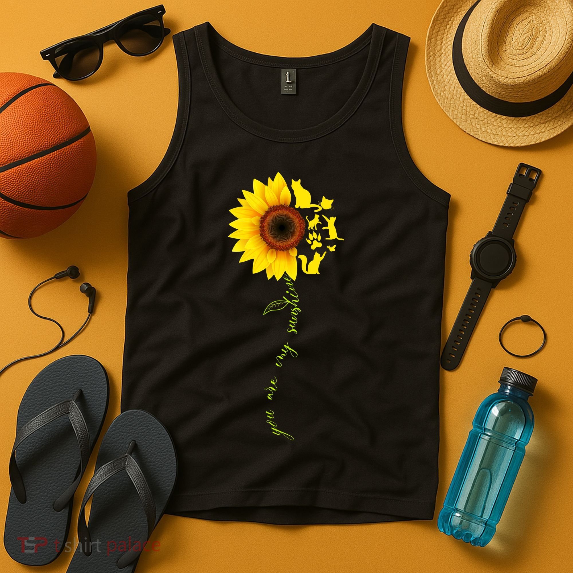 Cat Sunflower Sunshine Tank Top