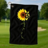 Cat Sunflower Sunshine Golf Towel thumb 1