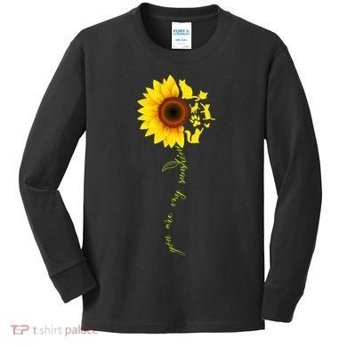 Cat Sunflower Sunshine Kids Long Sleeve Shirt