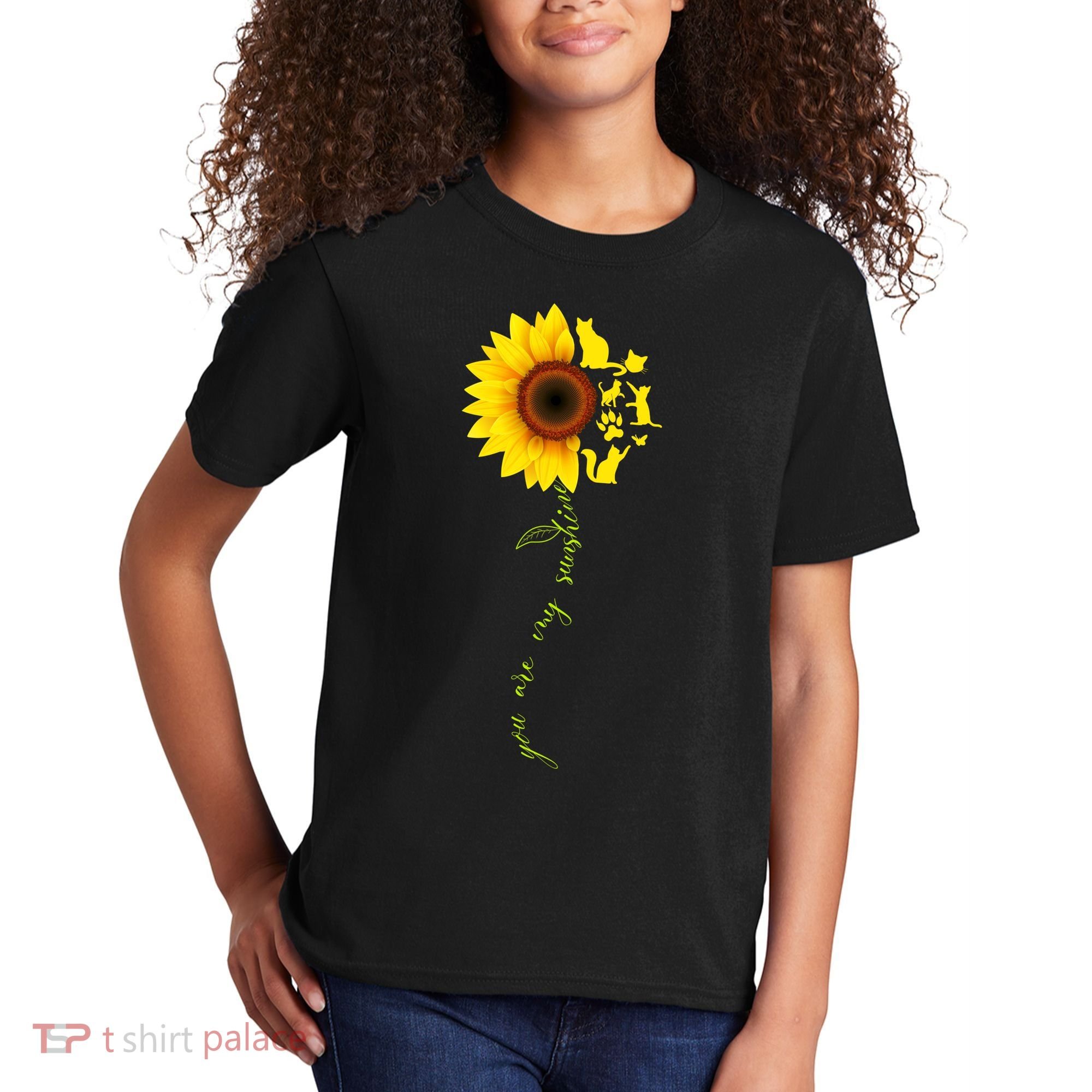 Cat Sunflower Sunshine Kids T-Shirt