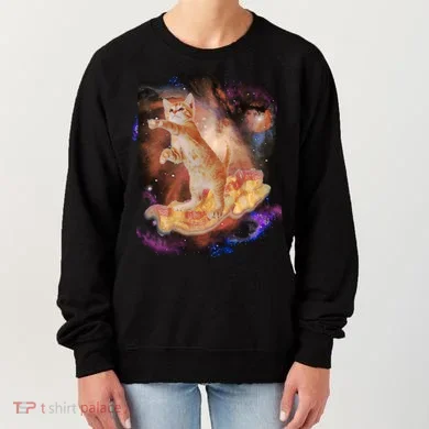 Cat Surfing Bacon In Space Women's Sweatshirt