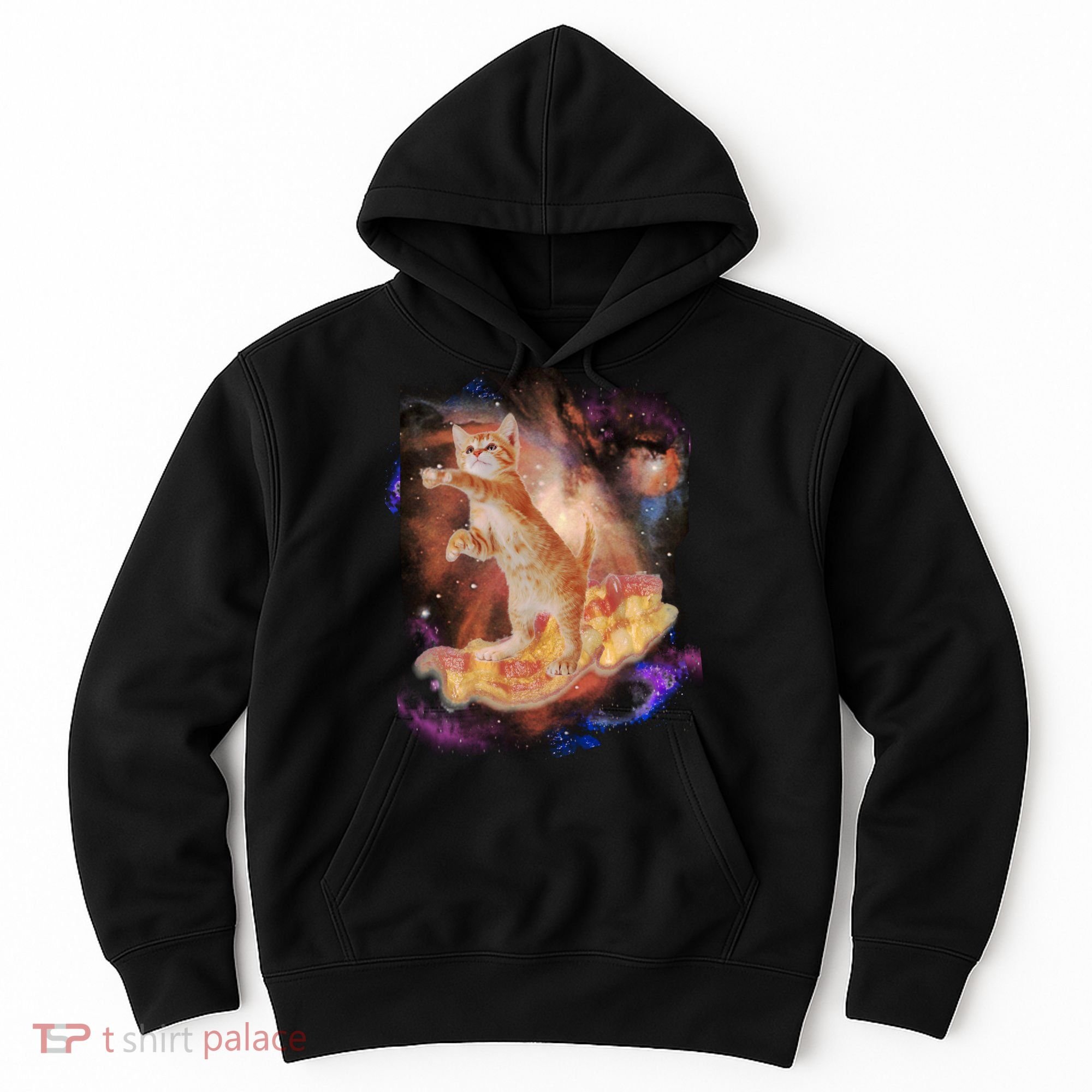 Cat Surfing Bacon In Space Hoodie